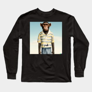 Monkey with Human Clothing Design Funky and colorful Long Sleeve T-Shirt